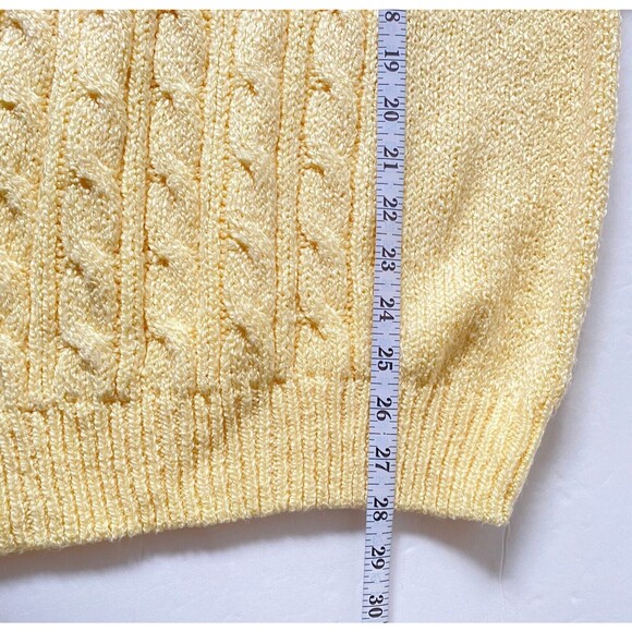 Karen Scott Cable Knit Sweater Women Size M Yellow Heavy Knit Collared NWOT Read - Picture 11 of 11